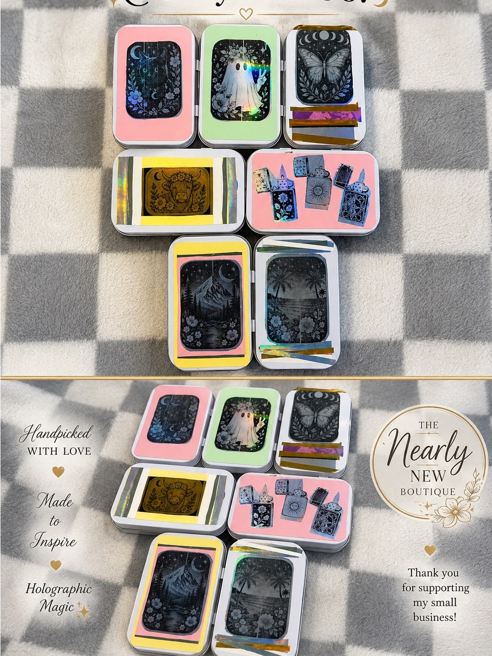 Handmade Holographic Photo Keepsake Tin | Tiny Memory Tin
